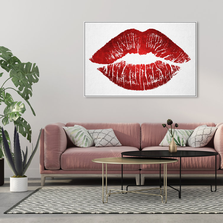 Solid Kiss Solid Kiss Lady Red, Glam Lipstick Kiss Modern Red On Canvas by  Oliver Gal Print